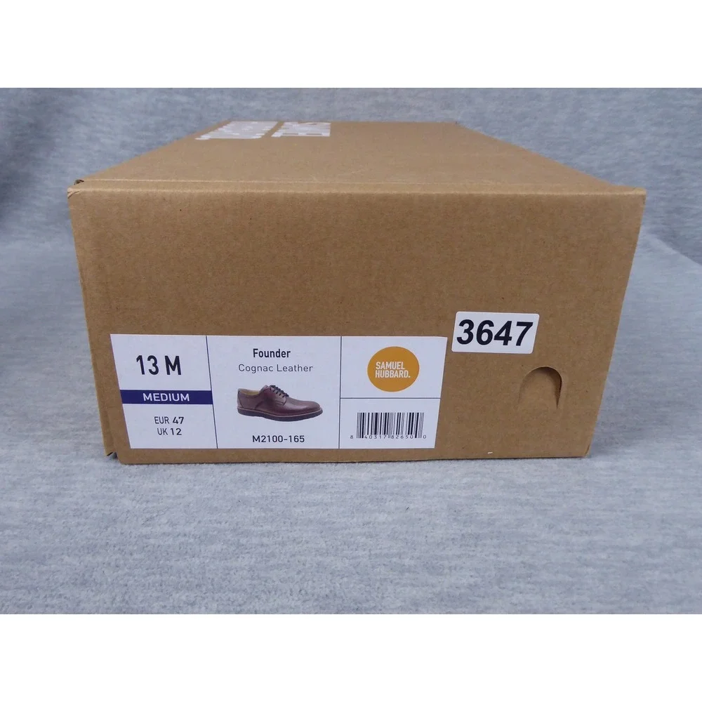 Samuel Hubbard Founder Mens Cognac Leather Oxford Shoes M2100-165 Size 13 M